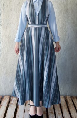 ZÜMRÜT ÇİZGİLİ ELBİSE ( gömlek dahil değildir ) - 5