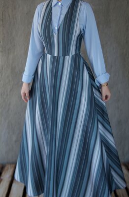 ZÜMRÜT ÇİZGİLİ ELBİSE ( gömlek dahil değildir ) - 7