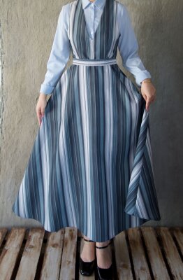 ZÜMRÜT ÇİZGİLİ ELBİSE ( gömlek dahil değildir ) - 8