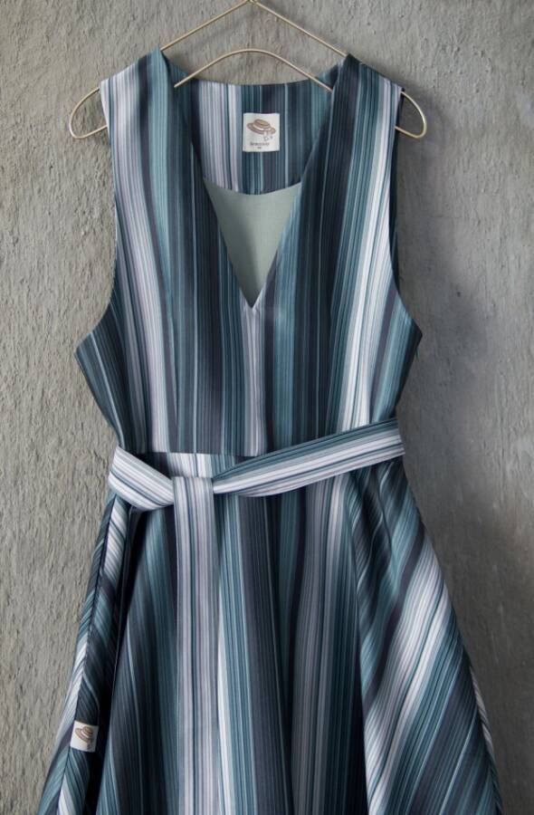 ZÜMRÜT ÇİZGİLİ ELBİSE ( gömlek dahil değildir ) - 10