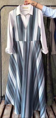 ZÜMRÜT ÇİZGİLİ ELBİSE ( gömlek dahil değildir ) - hrmonny