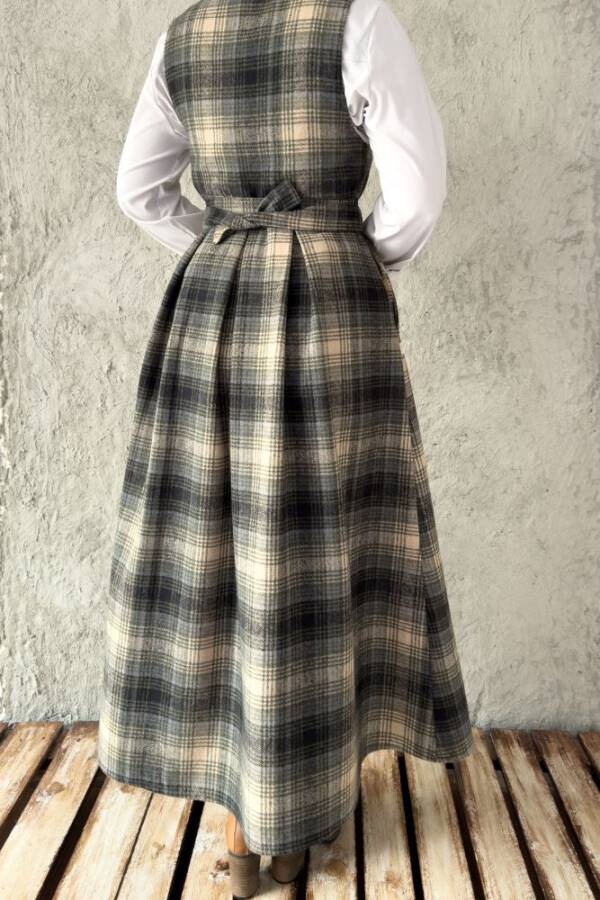 HAKİ EKOSE YÜN ELBİSE - 6