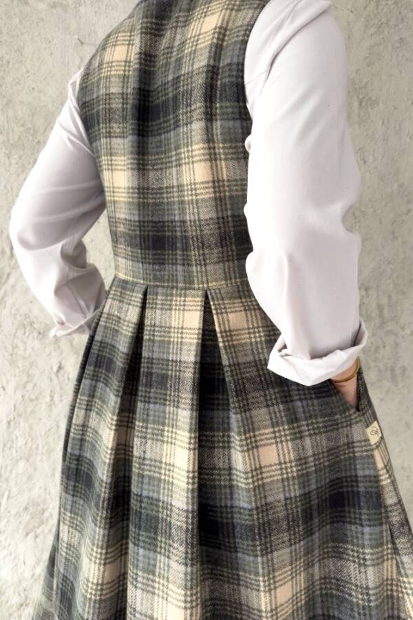 HAKİ EKOSE YÜN ELBİSE - 8