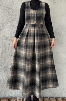 HAKİ EKOSE YÜN ELBİSE - 2