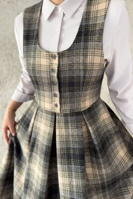 HAKİ EKOSE YÜN ELBİSE - 3