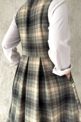 HAKİ EKOSE YÜN ELBİSE - 8