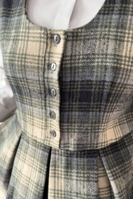 HAKİ EKOSE YÜN ELBİSE - 9