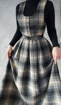 HAKİ EKOSE YÜN ELBİSE - 11